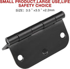 30 Pack Rounded Matte Black Door Hinges 3.5 Inch 5/8" Radius Interior 3 1/2" - Image 3