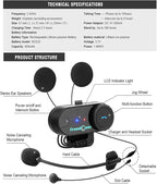 FreedConn Motorcycle Bluetooth Headset, TCOM VB 2-Way 800M Helmet Communication - Image 3