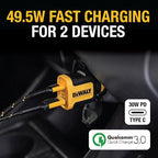 DEWALT Heavy Duty USB + USB C Car Charger Adapter, 49.5W Cigarette Lighter USBA - Image 2