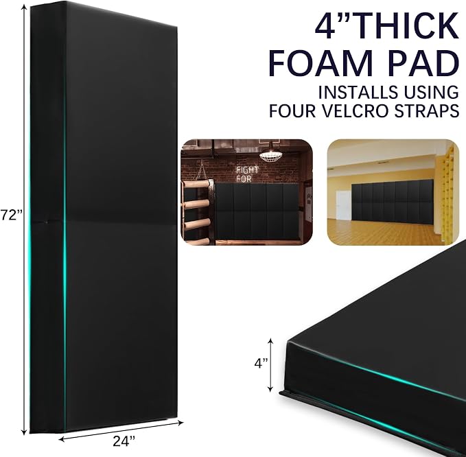 PROGOAL 60"/72" High Gym Wall Padding 2"/4" Thick Foam Basketball Court Wall - Image 5