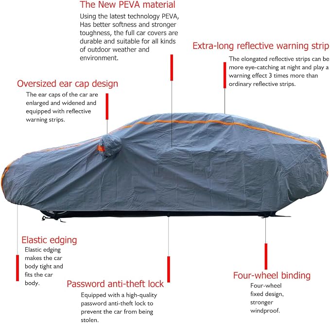 KEYOOG Universal Waterproof Heavy Weight Full Car Covers, Fit Pickup, All - Image 6