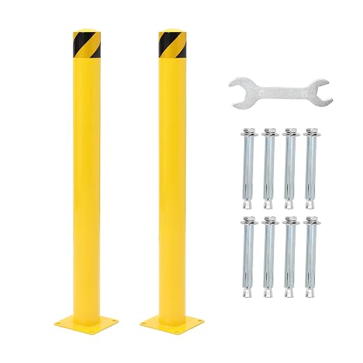 Safety Bollard 2 Packs, 48 Inch Height Steel Bollard Post by STANDWITHYOU