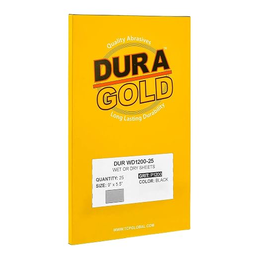 Dura-Gold Premium 1200 Grit Wet or Dry Sandpaper Sheets, 5-1/2" x 9", Box of 25 - Image 4