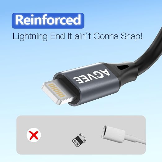 AGVEE 3ft Coiled Short USB to Lightning Charging Cable 3A Fast Charger Cord in - Image 6