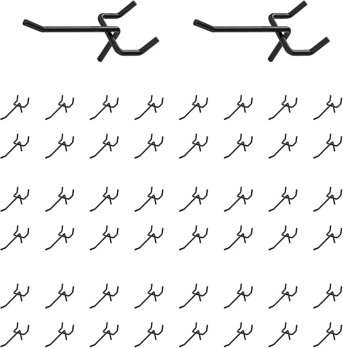 50Pcs 2"/5CM Pegboard Hooks Assortment Set, Metal Peg Board Hooks by Yauhar