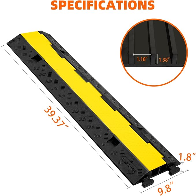 2 Channel 3 Pack Cable Protector Ramp Traffic Wire and Hose Ramp Cord Cover - Image 4