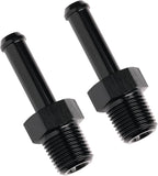 1/8 NPT Male to 1/4" Hose Barb Fitting Adapter Nipple Straight Aluminum Black by Podavelle