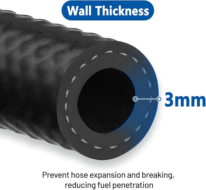 LokoCar Rubber Fuel Hose Line Push Lock 1/4" ID SAE 30R7 NBR 10ft 300PSI Black - Image 4