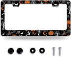 Pumpkin Witch Gothic License Plate Frame Bat Spider Web License Plate Holder by NEWCOCO