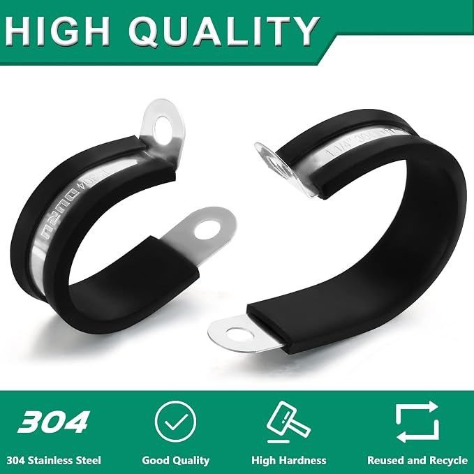 20pcs 5/8 Inch Stainless Steel Cable Clamps, Rubber Coated Cushioned Insulated - Image 5