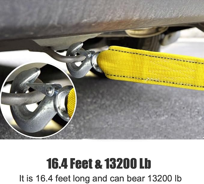 Heavy Duty Tow Strap with Safety Hooks | 2” x 16.4’ | 13200 LB Capacity - Image 4