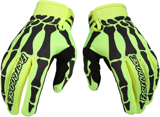 Skeleton Cool Motorcycle Bicycle Full Finger Off-Road Racing Gloves Outdoor by EXCEREY