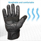 Leather Motorcycle Gloves for Men and Women | Touchscreen | Full Finger | - Image 2