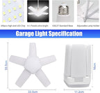 LED Garage Lights 2 Pack, 100W 10000LM 6500K E26/E27 Ceiling Light - Image 6