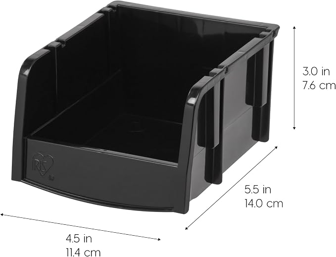 IRIS USA Stackable Bins, 5.5 x 4.5 x 3 inch, Plastic Hanging Open Front Shelf - Image 2