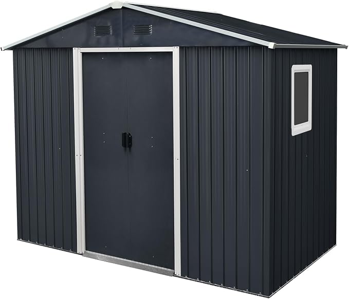 4x8 FT Outdoor Storage Shed, Metal Garden Shed - Image 8