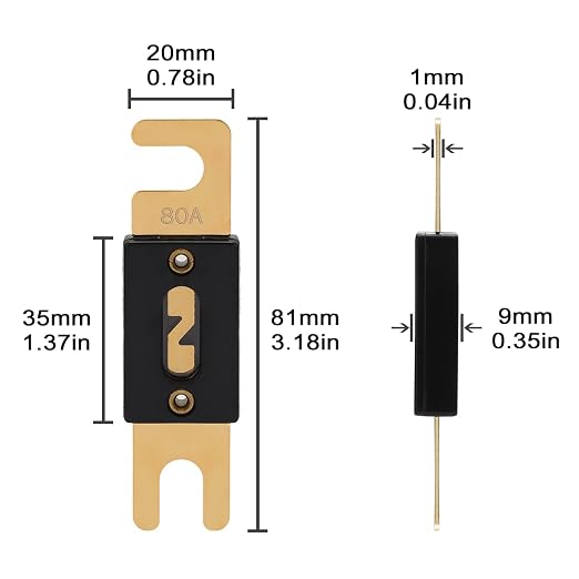 80A ANL Fuse 80 Amp Inline Blade Fuses 32V - Image 2