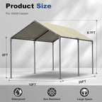 Carport 10x20ft Heavy Duty Car Tent, Portable Garage, Car Shelter, All-Season - Image 3