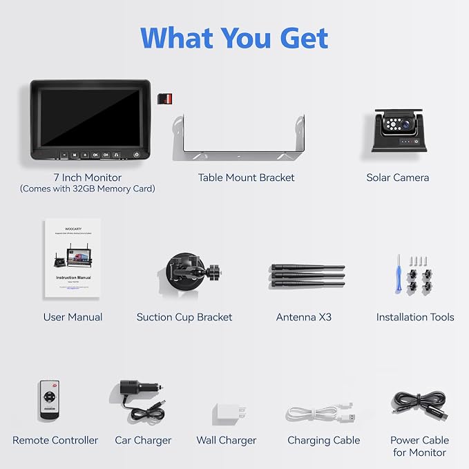 7" Magnetic Solar Wireless Backup Camera, HD 1080P 7" DVR Monitor, RV Camera - Image 7