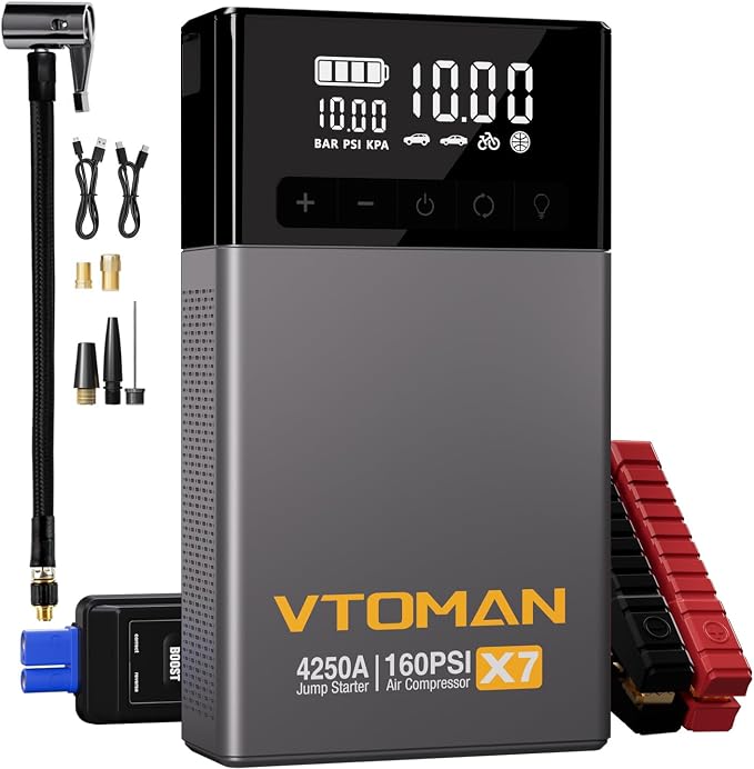 VTOMAN X7 Jump Starter with Air Compressor, 4250A Portable Car Starter with by VTOMAN
