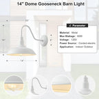 14 Inch Dome Outdoor Gooseneck Barn Light Fixture - Image 7