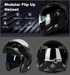 FreedConn BM2-S Bluetooth Motorcycle Helmet, Flip-Up Modular Motorbike Helmet - Image 2