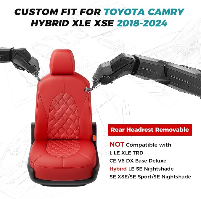 for Toyota Camry Seat Covers Hybrid XLE XSE 2018 2019 2020 2021 2022 2023 2024 - Image 2