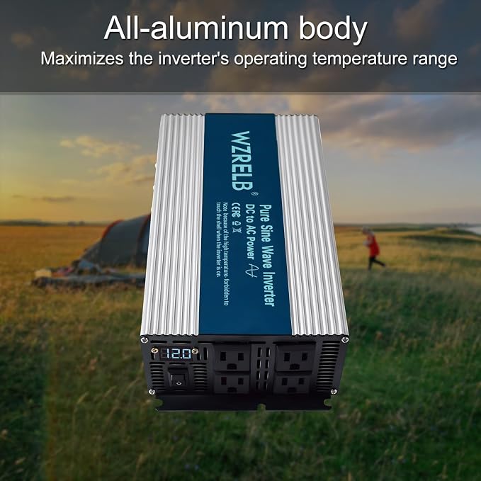 WZRELB 2000W Pure Sine Wave Inverter 24V DC to 110V 120V AC, Car Power Inverter - Image 6