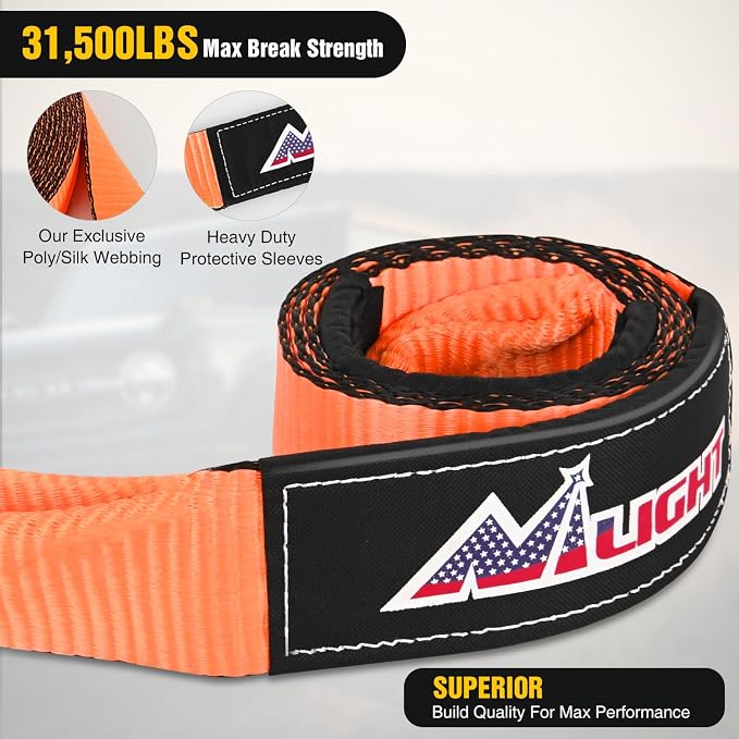 Nilight 3" x 8' Tree Saver Tow Strap Lab Tested 31, 500lbs Break Strength Heavy - Image 5