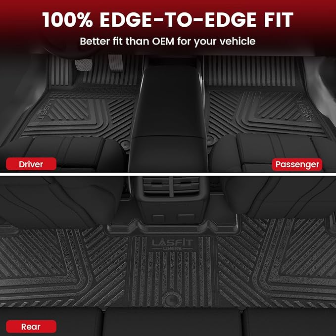 LASFIT Floor Mats for Rivian R1T 2024 2023 2022, All Weather Floor Liner TPE - Image 4
