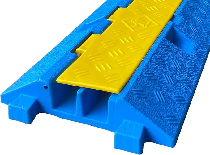 1 Pack Blue Rubber Cable Ramp Hose Cable Protector Ramp 2 Channel 22000Lbs Load - Image 9