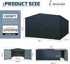 KUIKUI 20x13ft Heavy Duty Outdoor Garage Metal Shed, Sheds and Outdoor Storage - Image 2