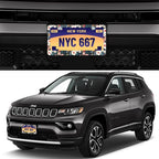 Folk Floral License Plate Frame Colorful Flowers Stainless Steel License Plate - Image 2