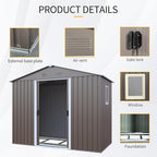4x8 FT Outdoor Storage Shed, Metal Garden Shed - Image 4