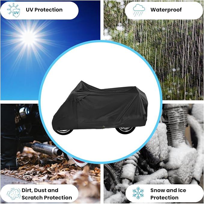 Deluxe Motorcycle Cover, Waterproof All Weather Outdoor Protection Universal - Image 6
