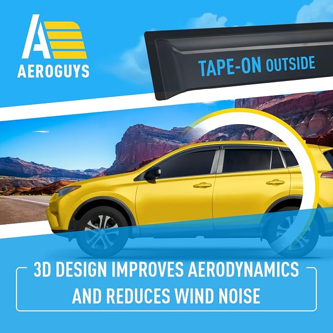 Extra Durable Window Deflectors Tape-On Window Visors Rain Guards Fit - Image 5