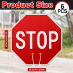 Geetery 6 Pcs Stop Signs 12 x 12 Inches PVC Traffic Cones Top Warning Signs - Image 2