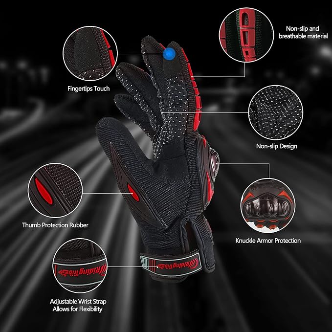 Motorcycle Gloves for Men and Women Full Finger Touchscreen Mountain Dirt Bike - Image 2