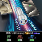 USB C Car Charger, Bangfun 65W 4 Port Dual 12V USB C & USB A Car Cigarette - Image 2