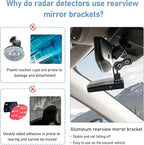 Radar Detector Mount, Rearview Mirror Rod Radar Mounting Bracket+Rearview - Image 6