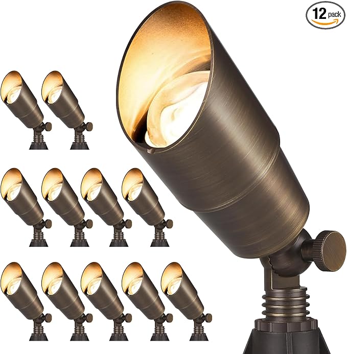 Gardencoin Solid Brass Outdoor Landscape Spotlights, 12V LED Low Voltage by Gardencoin