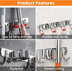 Mop and Broom Holder Wall Mount, Upgraded Broom Organizer Wall Mount, Stainless - Image 3