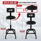 Shop Stool with Backrest, Mechanic Garage Stool - Image 2