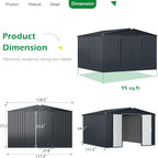 AECOJOY Shed 10'x10' Storage Shed, Large Metal Storage Sheds & Outdoor Clearance - Image 4