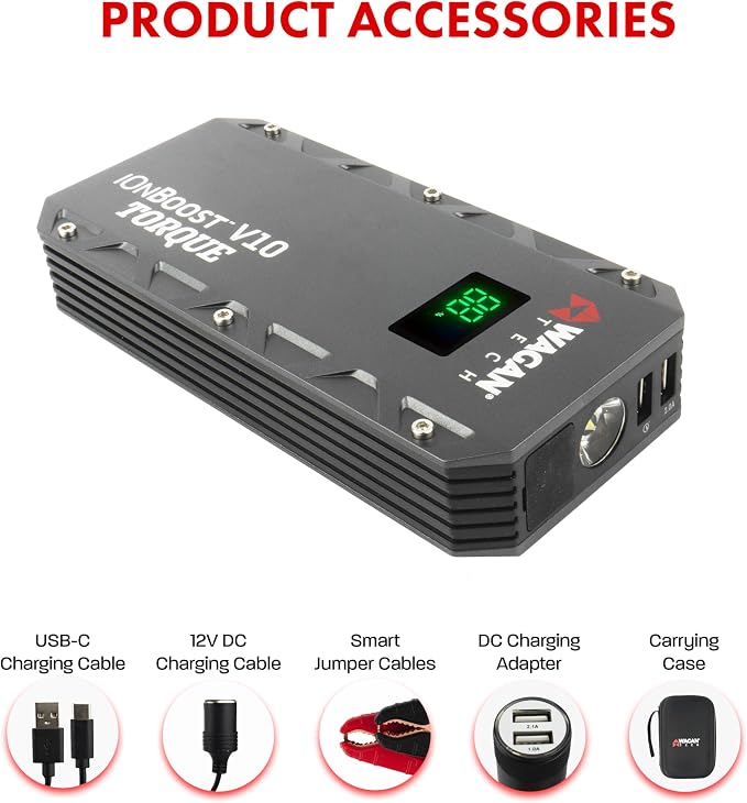 Wagan EL7507 Jump Starter iOnBoost V10 Torque 1000Amp Peak 12V Portable Lithium - Image 4
