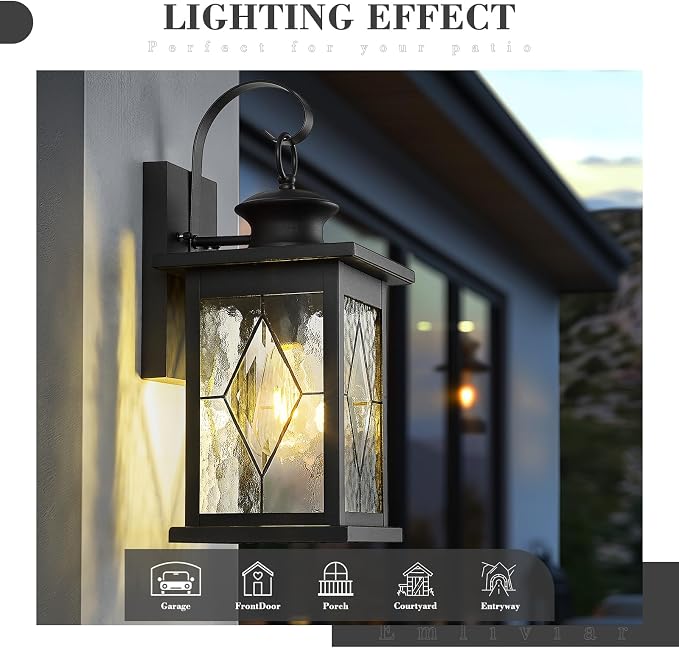Emliviar Large Outdoor Wall Lantern 18 Inch, Outside Lights - Image 3