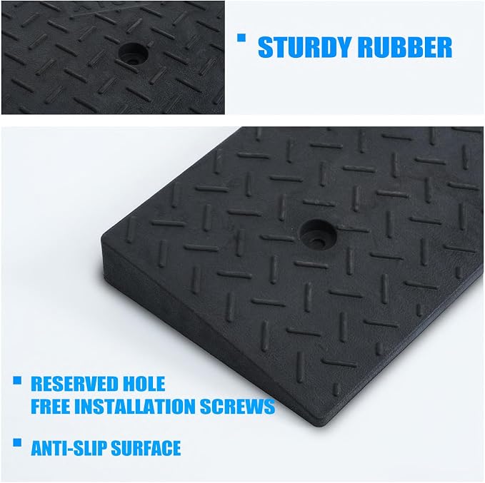 2 Pack 2.8'' Rise Rubber Curb Ramp Heavy Duty Loading Rubber Curb Ramps 3 Tons - Image 5