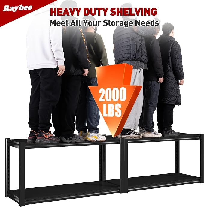 Raybee 40" W Garage Shelving 2000 LBS Storage Shelves 4 Tier Heavy Duty - Image 4
