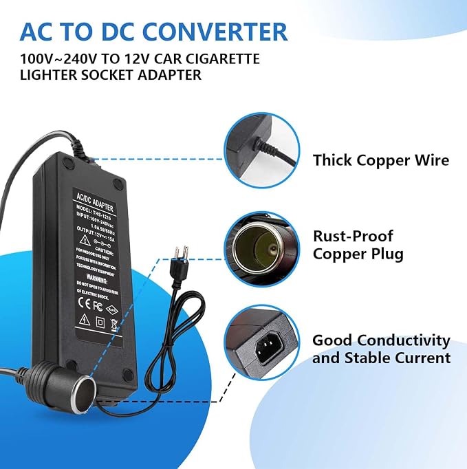 15A 180W 110V to 12V Converter AC to DC Converter 120 to 12 Volt Converter Car - Image 3