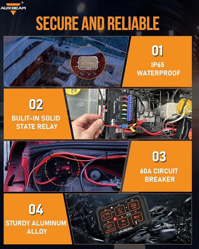 Auxbeam 6 Gang Switch Panel Bluetooth RGB AR-600 - Image 5
